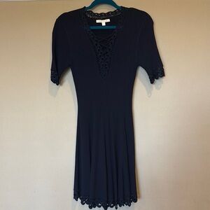 Jonathan Simkhai Blue Buttoned V-Neck Mini Dress